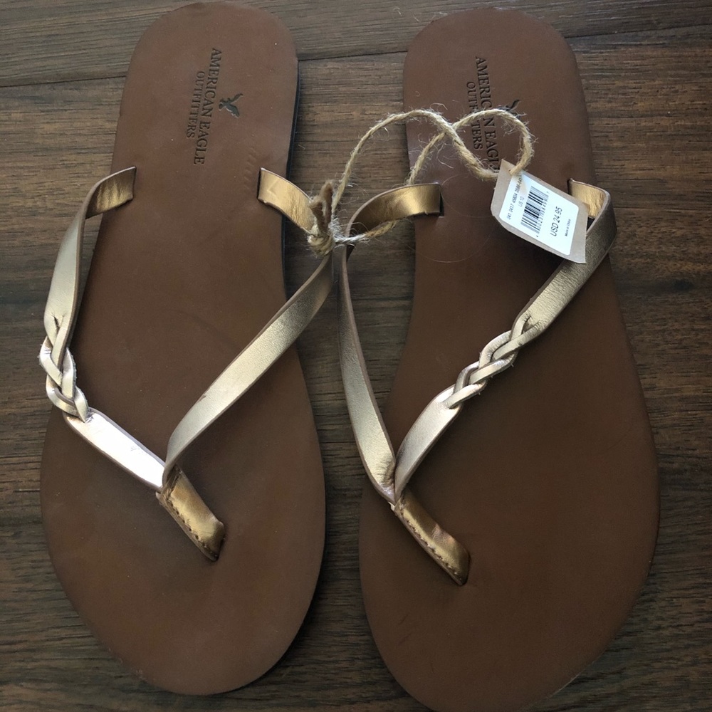 Rose Gold American Eagle Flip Flops Size 10